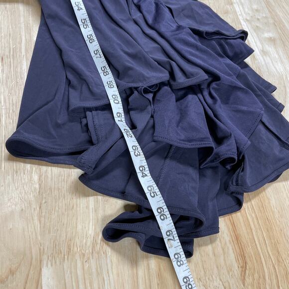 Mac Duggal NWT Foldover Ruched Jersey Off-The-Shoulder Slit Gown Sz 12 Charcoal - Picture 9 of 9